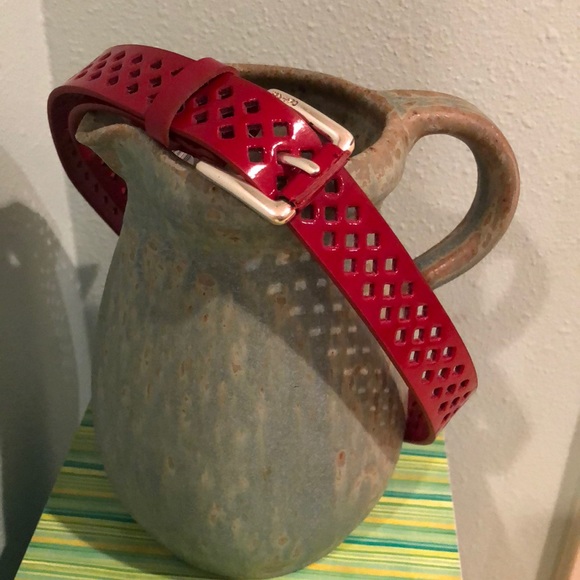 Calvin Klein Accessories - Bright cherry red belt with pattern. Calvin Klein.